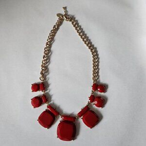 Charming Charlie - Red Stone Gold Tone Necklace – Statement Jewelry